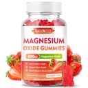 Magnesium Oxide Gummies 400mg, Chewable Magnesium Oxide Supplement for Adults & Kids, Muscle Function Support, Non-GMO, Sugar-Free, Strawberry Flavor, 60 Count