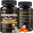 SoundHealth Organic Ashwagandha Capsules Supplements - 7000mg Herb Powder Equivalent Per, Ashwagandha Powder for Women & Man - 240 Capsules (120 Servings)
