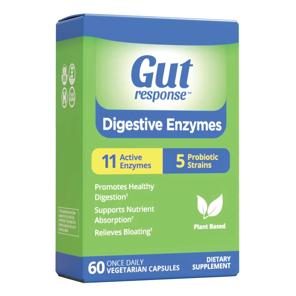 Digestive Enzymes, Digestive Support, Relieves Bloating, 5 Probiotic Strains, 11 Active Enzymes, 60 Capsules