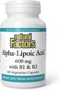 גורמים טבעיים Alpha-Lipoic Acid + B 600 מ"ג, 60 קפסולות