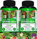 Potent have 2- Pack Økologisk Superfood Grønne, Frugt og Veggie Supplement Rich i vitaminer og antioxidanter med Alfalfa, Beet Root & Tart Cherry til Boost Energy, Immunitet & Gut Sundhed, 120 Ct
