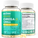 2 Pack Vegan Omega 3 D3 K2 CoQ10 Supplement, Plant Based DHA EPA ALA for Women Men, Omega 3 Organic Algae Flaxseed Oil Supplement for Bone, Brain, Eye & Immune Support, No Carrageenan, 240 Softgels