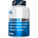 Evlution Nutrition Vitamin D3 K2 Supplement - 5000IU Vitamin D with 90mcg VIT K as MK7 per Serving for Heart Bone and Immune System Support - High Absorption Gluten Free Veggie Capsules (60 Servings)