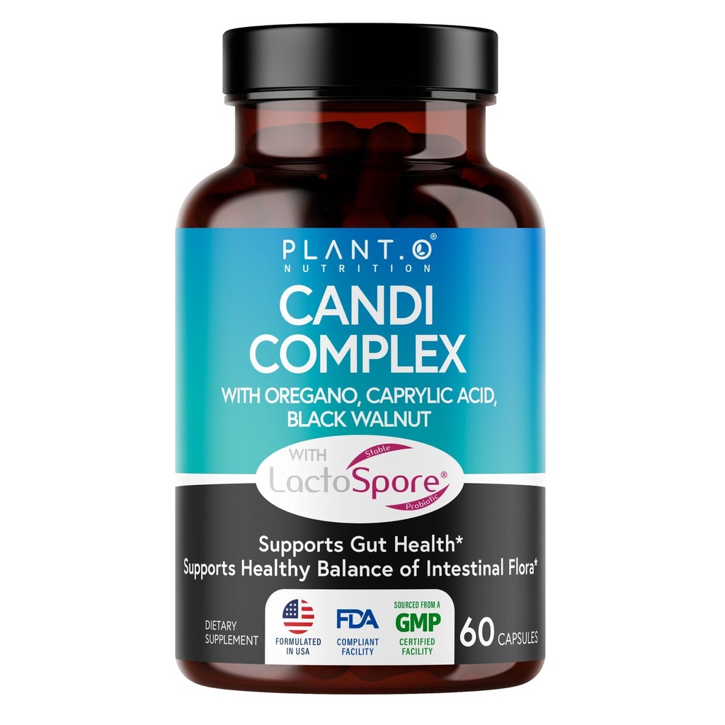 Candida Cleanse Supplement & Yeast Support with Probiotics (LactoSpore®), Oregano Oil, Caprylic Acid, Black Walnut – Advanced Gut Health, Digestive Enzymes, pH Balance for Women and Men – 60 Capsules