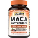 Vitalibre Maca Root Capsules for Women & Men, 1500 mg Maca Root Per Serving, with Black Pepper for Max Absorption, 95% Piperine, Vitality, Mood, Metabolic Support, 90 Capsules