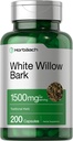 Horbäach White Willow Bark Capsules | 200 Pills | Max Strength | Non-GMO, Gluten Free Herb Extract