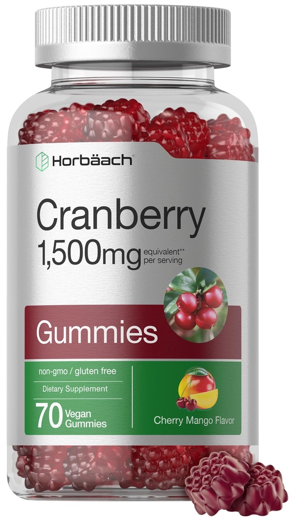 Horbäach Cranberry Gummies | 70 Count | Vegan, Non-GMO, and Gluten Free Supplement | High Potency Extract Formula