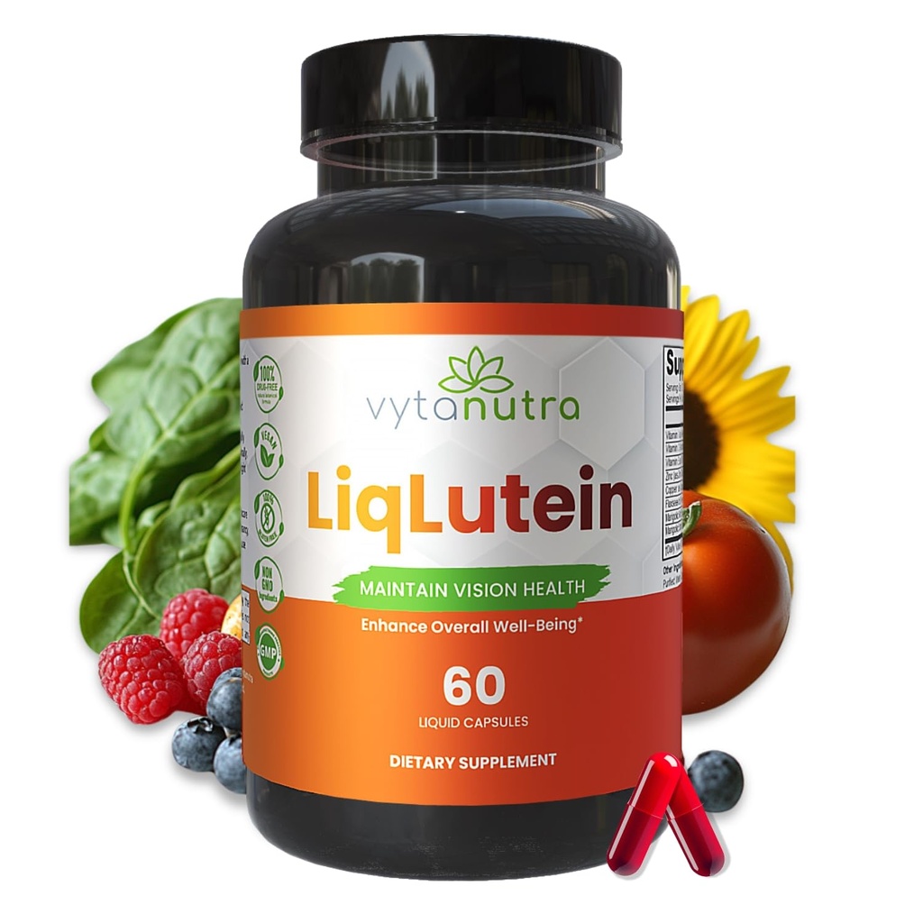 Liquid Lutein & Zeaxanthin – Fast-Absorbing Eye Support for Blue Light & Visual Health with Zinc, Vitamin A & Antioxidants – 60 Veggie Liquid Capsules