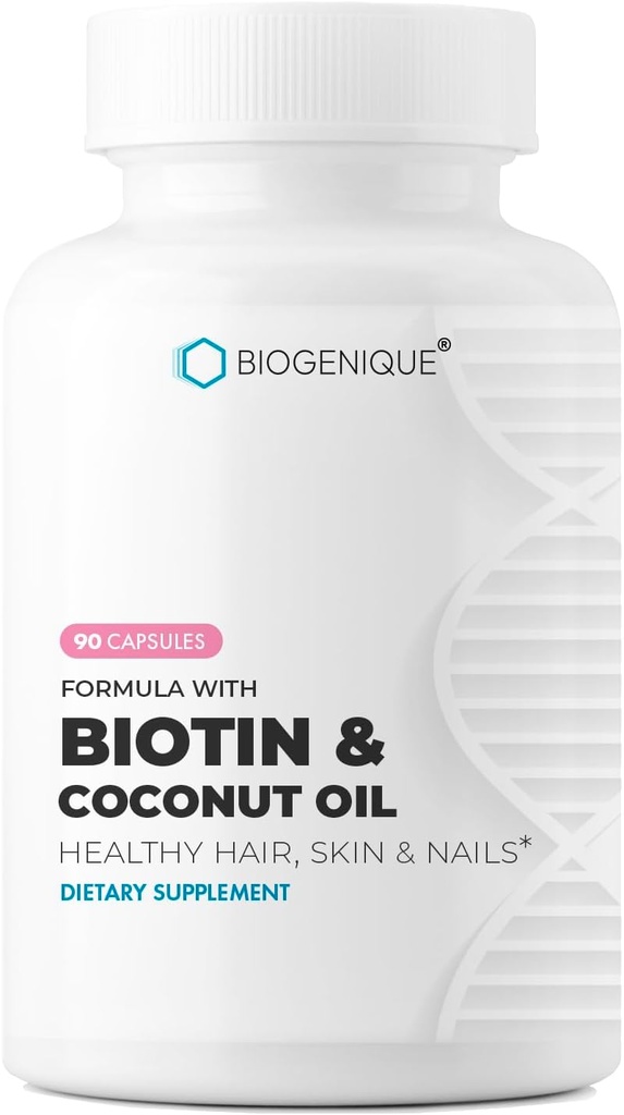 Suplemento de Biotina de alta potência - Fórmula Vegan Vitamina B7 com Creatina e óleo de coco - Pele mais saudável, unhas e cabelo e suporte de queratina - Não-GMO & Gluten Free - 2500 mcg