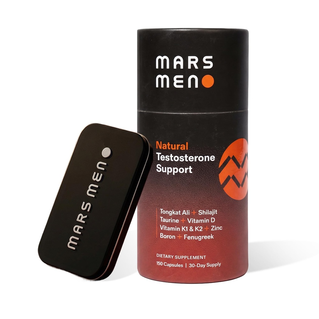 Testosterone Booster for Men - Natural Supplement Premium Tongkat Ali, Fenugreek, Shilajit & Boron - Male Support - Libido, Energy & Muscle Growth Support - 30 Servings + Travel Tin