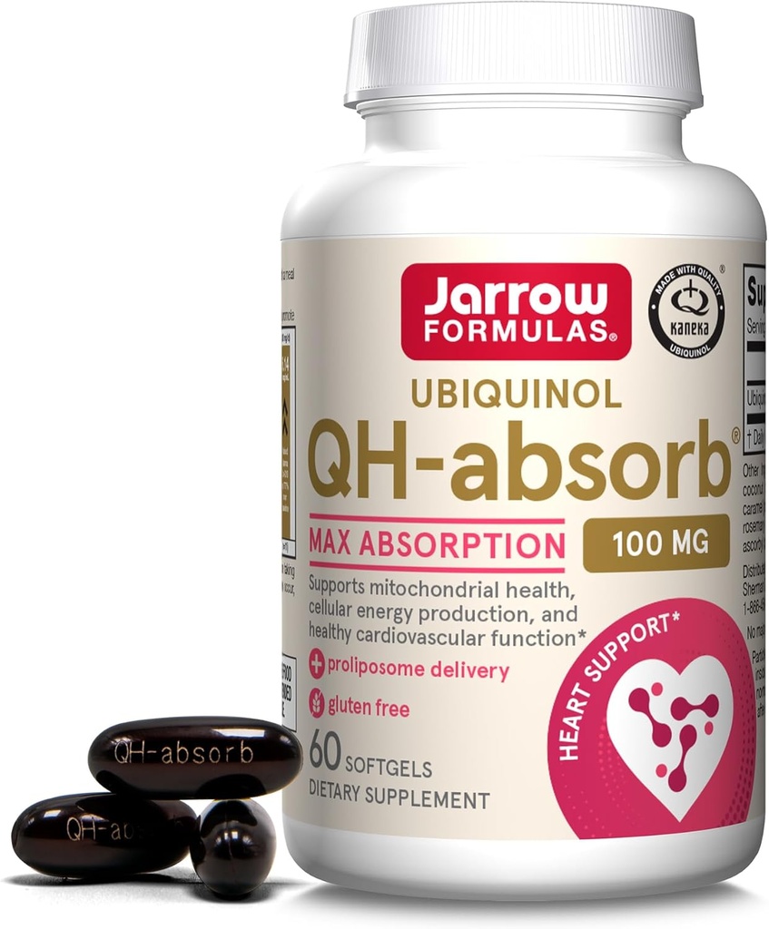 JarrowフォーミュラQH-Absorb、100mg、健康な心血管機能、60Softgels、60日の供給のためのUbiquinolの食事療法の補足