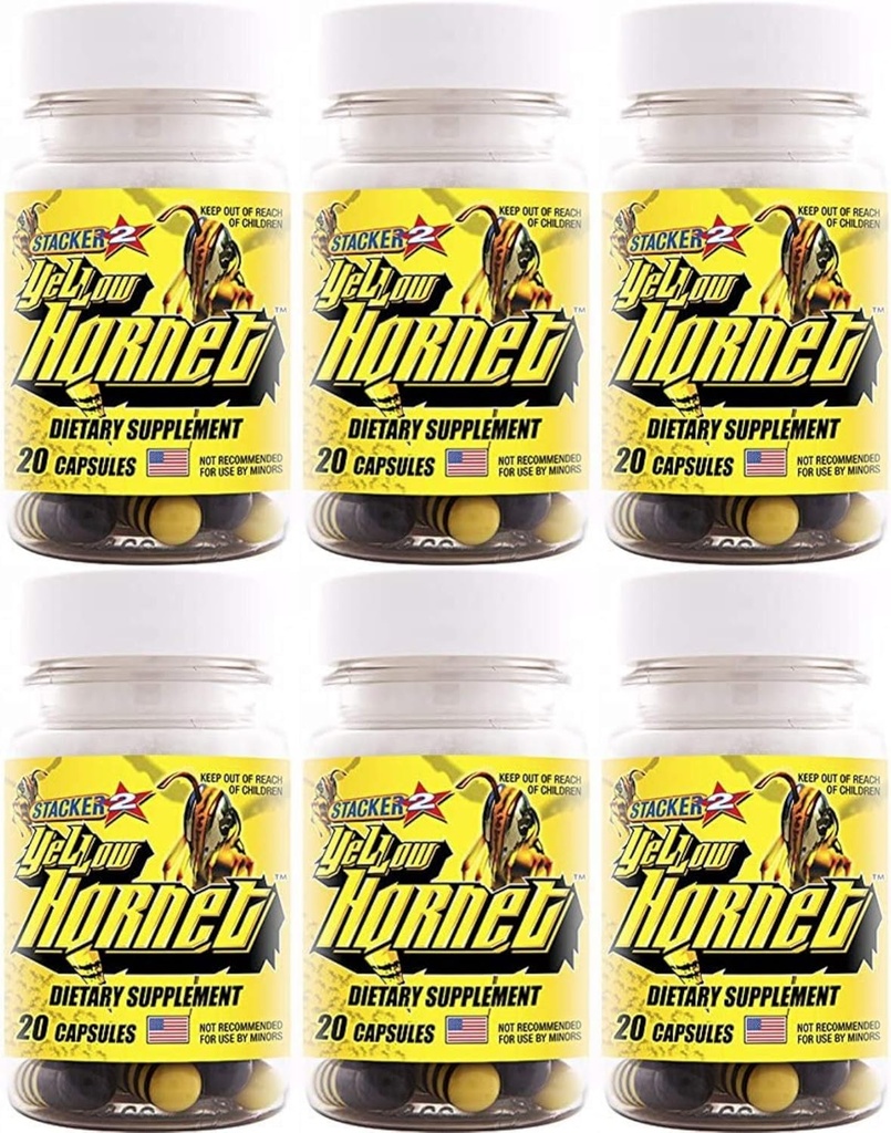 Hornet amarillo Herbal Suplemento dietético 20ct (Lote de 6 X) = 120 cápsulas