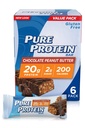 Pure Protein Bars, High Protein, Nutritious Snacks to Support Energy, Low Sugar, Gluten Free, Chocolate Peanut Butter, 1.76 oz, Pack of 6
