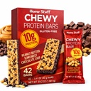 Kirkland Peanut Butter & Semisweet Chocolate Chip Protein Bars – 10g Protein, Gluten Free, Kosher, 42 Count, 1.41 oz Bars, Net Wt 59.2 oz