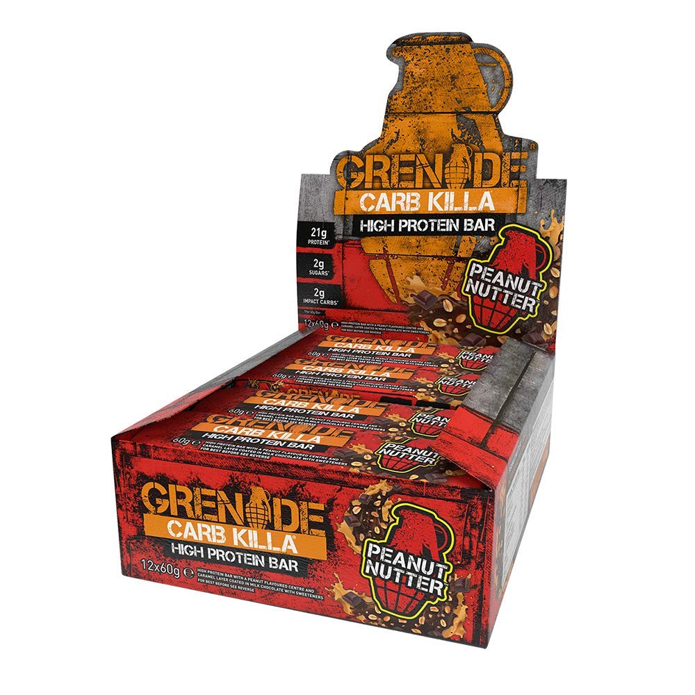 Grenade Carb Killa Protein Chocolate Bar | 21g High Protein Snack | High Protein Low Sugar | Peanut Butter Energy Bars | Peanut Nutter,12 Count (Pack of 1)