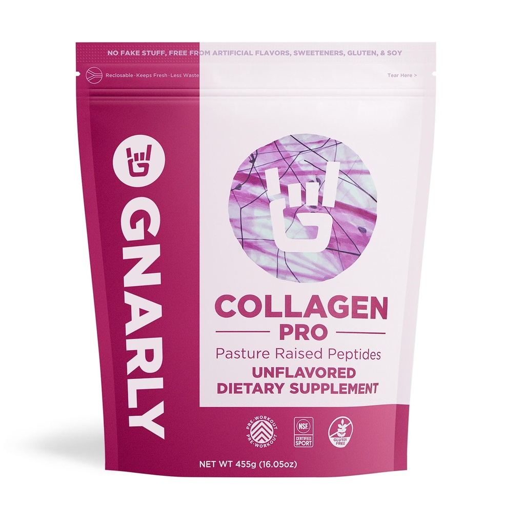 Gnarly Nutrition Collagen Peptides – Gnarly Collagen Pro with Vitamin C, Zinc & Copper – NSF Sport Certified, Protein Synthesis Vitamin Powder – Unflavored, 16.05 oz (30 Servings)