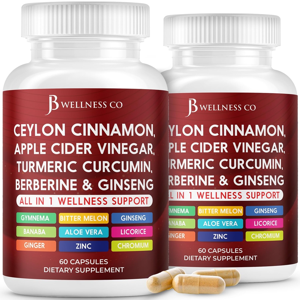 Ceylon Cinnamon, Turmeric, ACV, Ginseng, Aloe Vera, Berberine Plus Banaba, Ginger Root - 120 Capsules