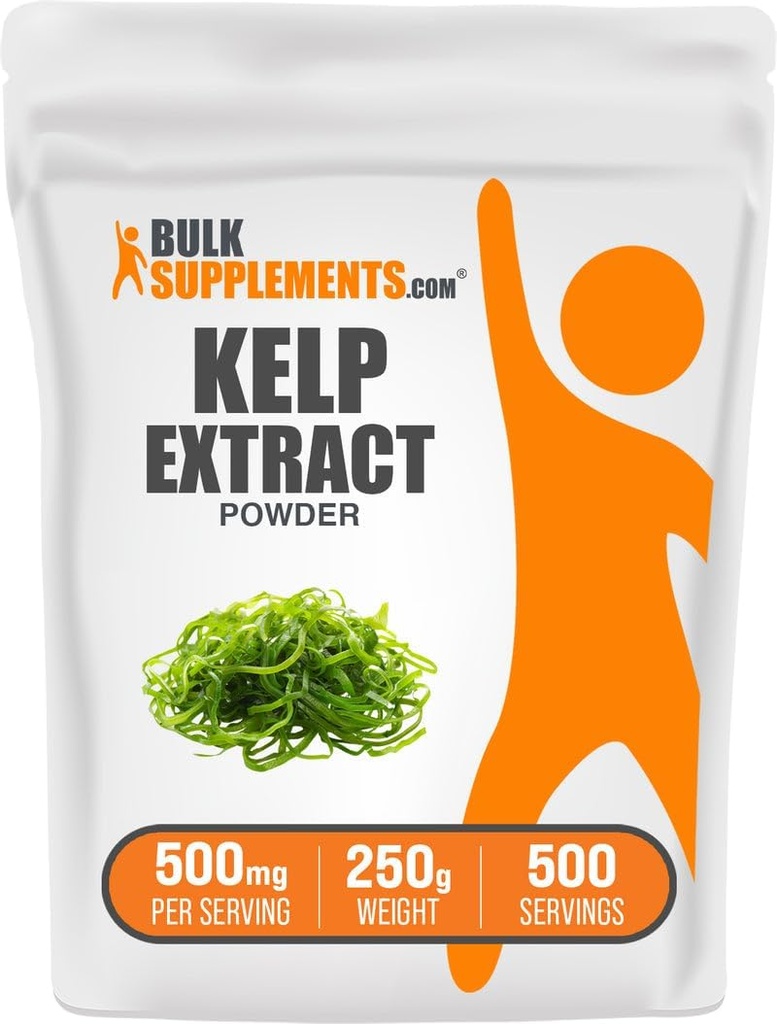 BulkSupplements.com Kelp Extract Powder - Kelp Supplement, Brown Seaweed Extract, Seaweed Powder - Gluten Free, 500mg por Serving, 250g (8.8 oz) (Pack of 1)