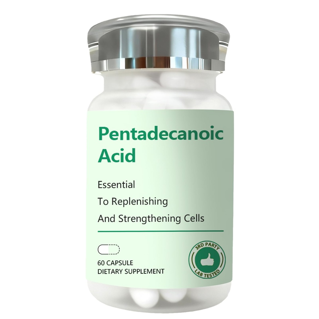 Pentadecanoic Acid, Pentadecanoic Acid Formula Supplement, Sourced from High-Altitude Sheep Milk, 60 Capsules