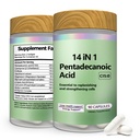 Pentadecanoic Acid Liposome Supplement, C15:0 Supplement Cellular Membrane Support with L-Carnitine & Ubiquinol CoQ10-90 Capsules
