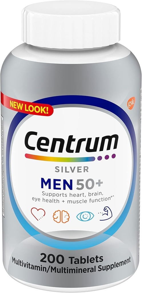 Centrum Silver Men (200 telling) Multivitamine / Multiminerale supplement Tablet, Vitamine D3