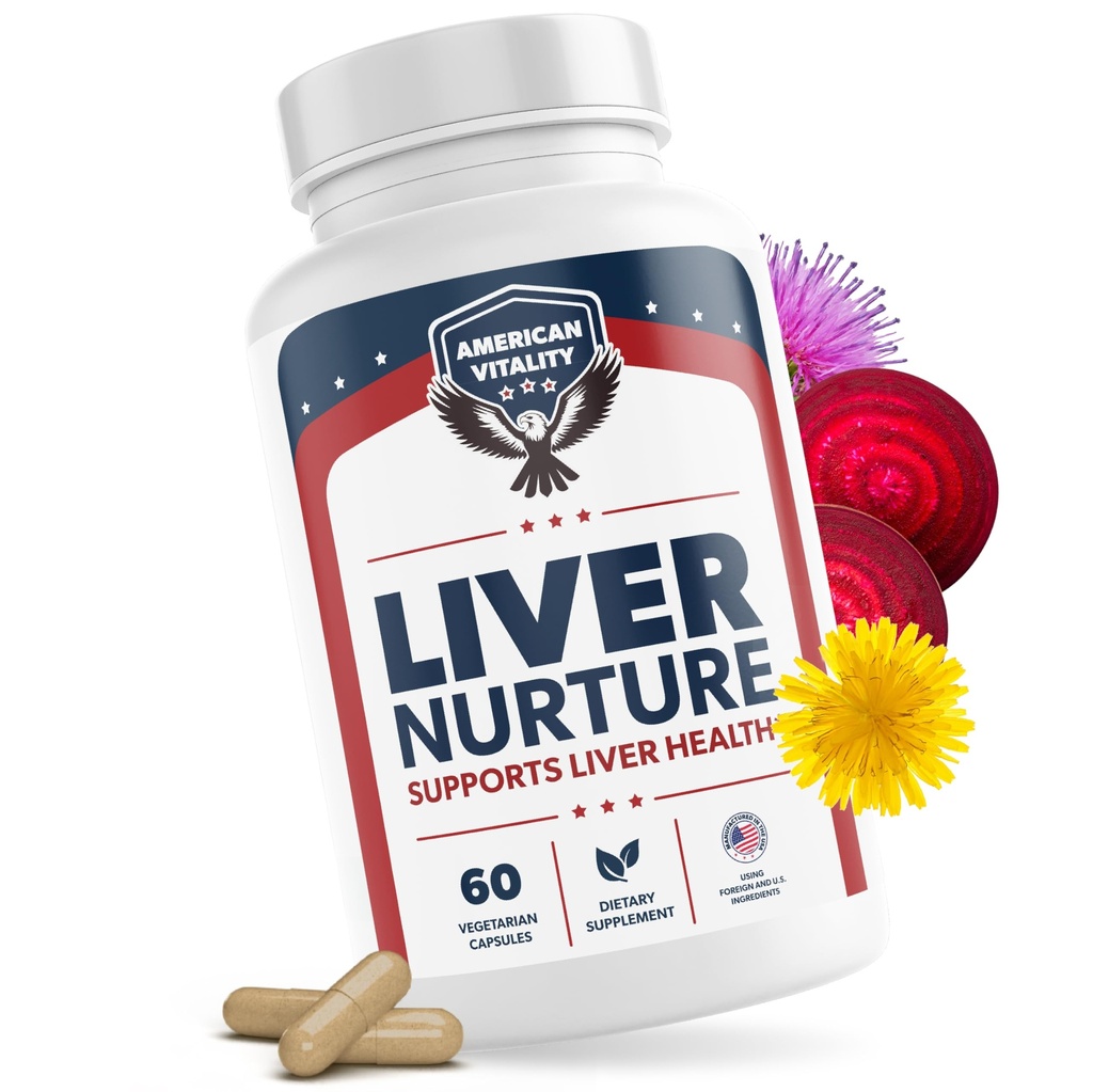 Liver Nurture - Liver Supplement Formula with Milk Thistle, Artichoke, Dandelion, Beet Root, Turmeric & More - Liver Support Supplements - 60 Capsules
