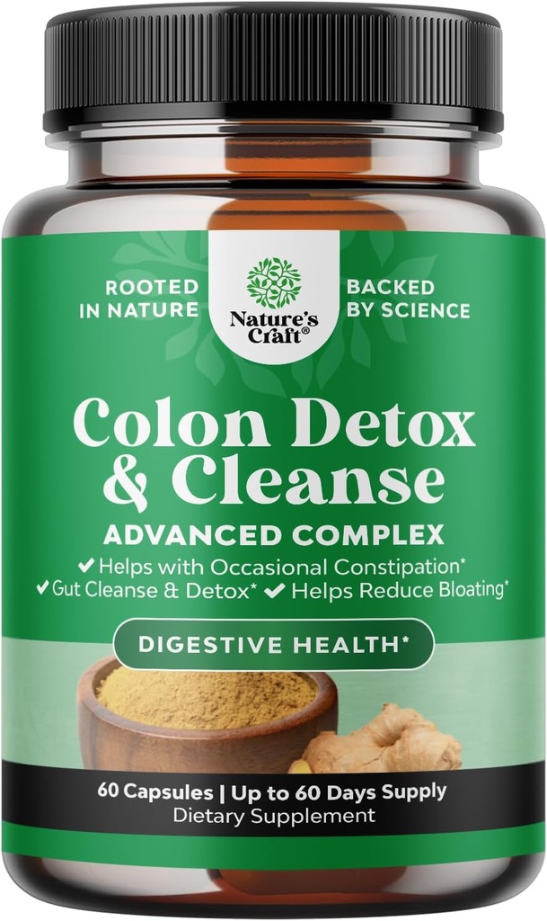 Colon Cleanser & Detox - Lactobacillus Acidophilus Probiotic Supplement Body Cleanse - Psyllium Husk kapsułki Gut suplement zdrowia