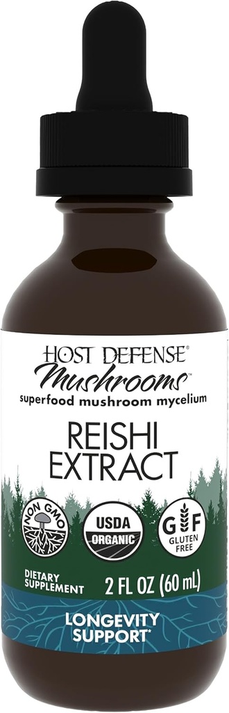 Defense Reishi Extract - Suplemen Dukungan Kesehatan Hati & Imune - Suplemen Jamur untuk Mendukung Energi & Vitalitas - Reishi Supplemen Untuk Bantuan Atas WellSeing - 2 FL oz (60 Hamba) *