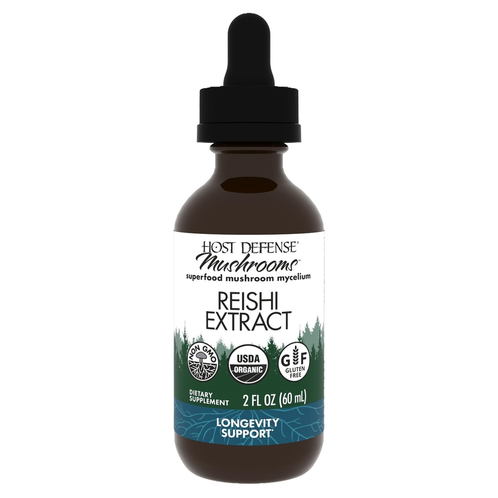 Host Defense Reishi Extract - Heart & Immune Health Support Supplement - Mushroom Supplement to Support Energy & Vitality - Reishi Supplement to Aid Overall Well-Being - 2 fl oz (60 Servings)*