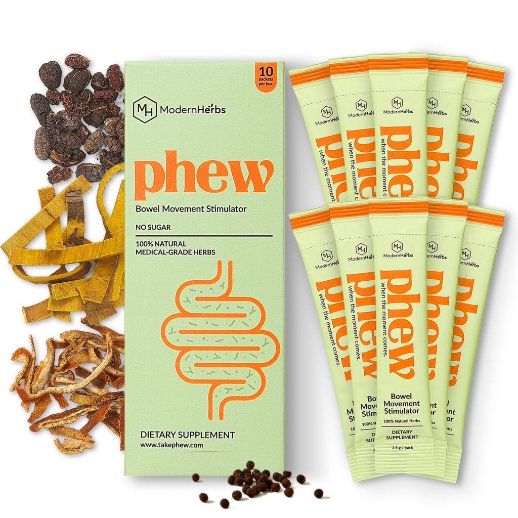 Phew – Premium Herbal Constipation Relief for Women & Adults – Fast-Acting Bloating Relief, Gentle Colon Cleanser & Digestive Support – Promotes Natural Bowel Regularity & Gut Immunity – 10 Pack