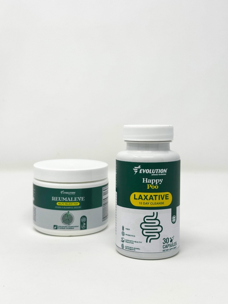 Natural Laxatives for Constipation Fast Acting with Probiotics – Colon Cleanse -30 Capsules- Happy Poo + Reumaleve – Joint Support Supplement with Glucosamine Chondroitin, Devil’s Claw & Anamu.