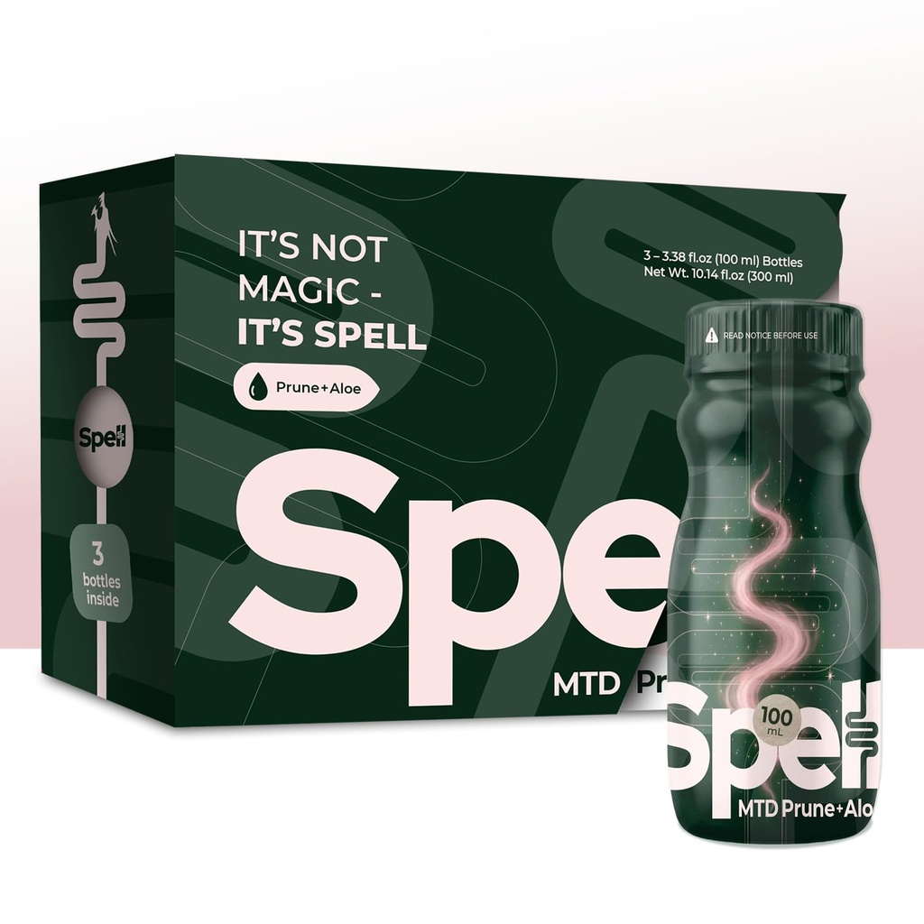 SPELL MTD Prune + Aloe Ready to Drink – Gut Health & Colon Cleanse Support – Aloe Vera, Prune Concentrate & Herbal Extract – Digestive Support for Bloating & Irregularity – 3 x 100ml Bottles