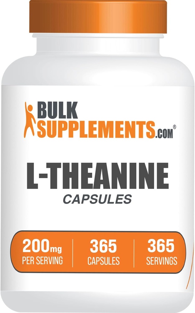 BulkSupplements.com L-Theanine Capsules - L-Theanine 200mg, Aminozuur Supplement - Glutenvrij, 1 Capsule per portie, 365 Tellen (Pack of 1)