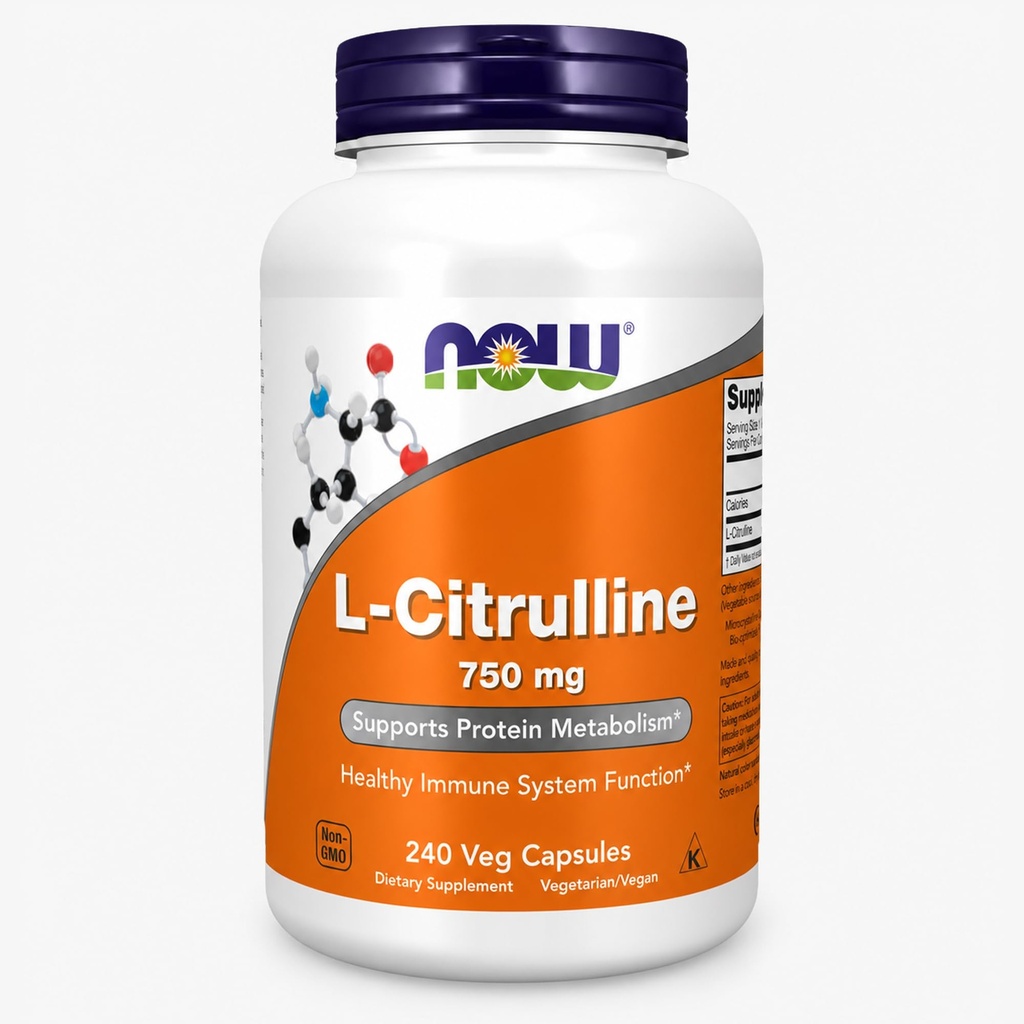 NOW Foods Supplements, L-Citrulline 750 mg, Supports Protein Metabolism*, Amino Acid, 240 Veg Capsules