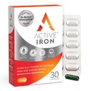 Active Iron Supplement 25mg, Clinically Proven to Increase Iron & Energy Levels, Maximum Absorption, Gentle, Non-Constipating, Avoids Nausea & Side Effects, 30 On-the-Go Foil Protected Capsules
