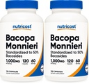 Nutricost Bacopa Monnieri 1,000mg, 120 Capsules (60 Servings) - Non-GMO, Gluten Free, and Vegetarian Friendly (Pack of 2)