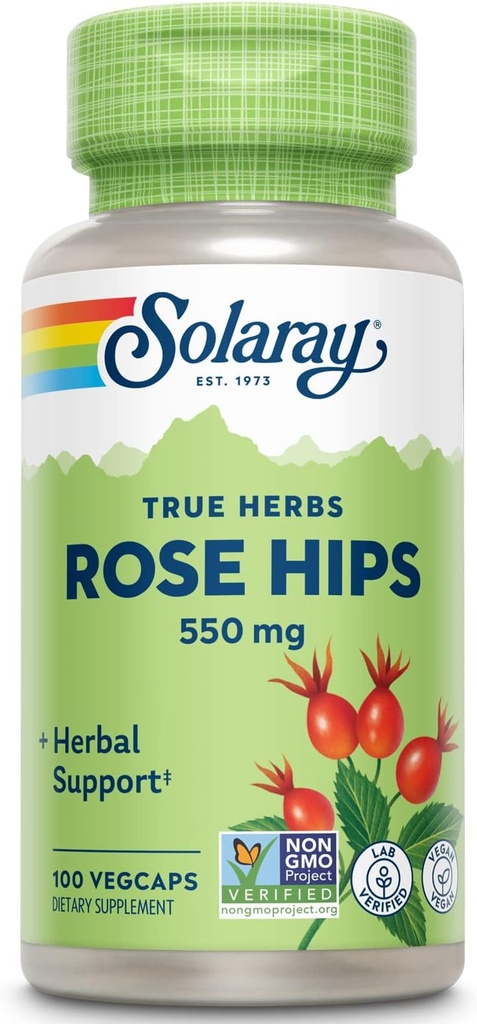 SOLARAY Rose HIPS Frue 550mg Skins Saluty, Estrots i Imne Implementació de la funció  constitutiona C i Bioflavods ppy-GMO & VeganRegionu 100 ViegCaps