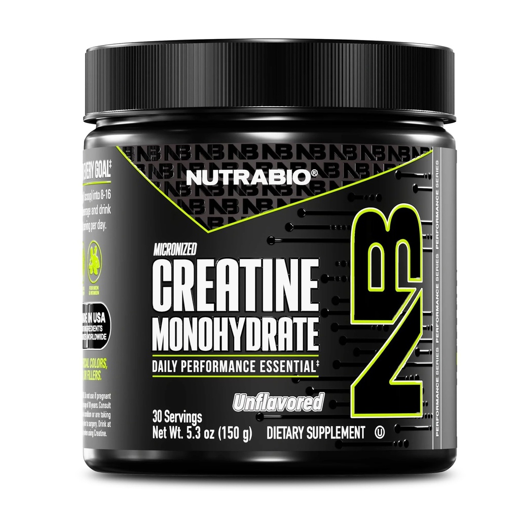 NutraBio Pure Micronized Creatine Monohydrate Powder Supplement, Unflavored, (150 g) - Supports Bulk Muscle Energy, Recovery, and Strength - HPLC Tested Creatine Powder Supplement for Men and Women