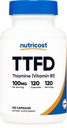 Nutricost TTFD Thiamine (Vitamin B1) 100mg, 120 Capsules - Vegan-Friendly, GMO-Free, Gluten-Free