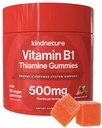 kindnature Vitamin B1 Gummies 500mg – High Potency Thiamine Supplement for Energy, Focus & Nervous System – Vegan, Non-GMO Chewable B1 Vitamins for Adults & Kids – Natural Strawberry Flavor – 60 Ct