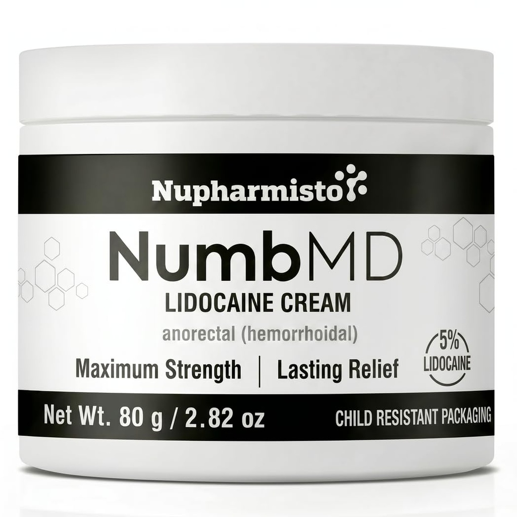 Nupharmisto Numbing Cream Maximum Strength : Long Lasting Numbing Cream with 5% Lidocaine Emu Oil and Arnica 80 g / 2.82 oz