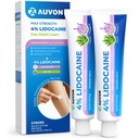 AUVON Max Strength Lidocaine Pain Relief Cream with Lavender & Aloe Vera, Numbing Cream for Minor Arthritis Pain, Soothing Muscle for Neck, Shoulder, Hip, Knee, Joint and Back Pain, 2 Oz, 2 Packs