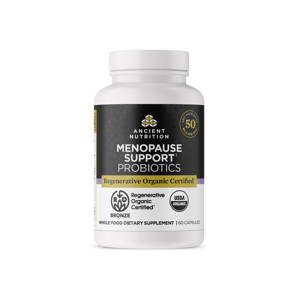 Ancient Nutrition Regenerative Organic Menopause Support Probiotics | Supports Healthy Digestion and Women’s Health Support, 50 Billion CFUs* Per Serving, 60 Count