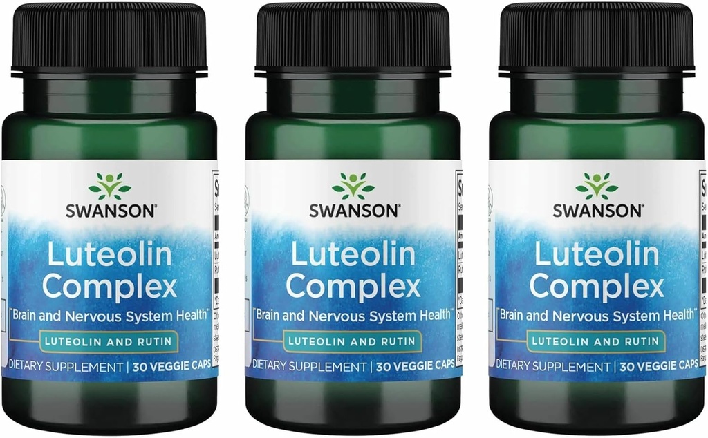 Swanson Luteolin Complex w/Rutin - 脳サポートサプリメント メモリ、気分と認知健康を促進する - 神経系を維持するのに役立ちます天然式 - (30 Veggie Capsule) 3パック