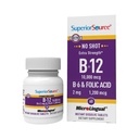Superior Source No Shot Vitamin B-12 Cyanocobalamin 10000 mcg, B-6, Folic Acid 1200 mcg - Support Brain & Heart Health - Aids Natural Energy Levels - 60 Sublingual Dissolving Tablets