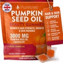 Pumpkin Seed Oil Beauty Gummies, Women's Hair Strength, Growth & Skin Radiance, 120 Count, with Saw Palmetto, Biotin, Vitamins C&E, Natural Pumpkin Flavor