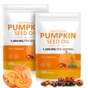 2 Pack Pumpkin Seed Oil, Cold Pressed, Supports Hair, Urinary, 1000mg Per Serving, 600 Softgels