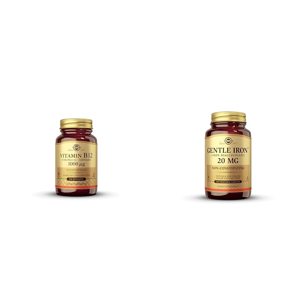 SOLGAR Vitamin B12 1000 mcg, 250 Nuggets & Gentle Iron - Ideal for Sensitive StomachsRed Blood Cell Supplement