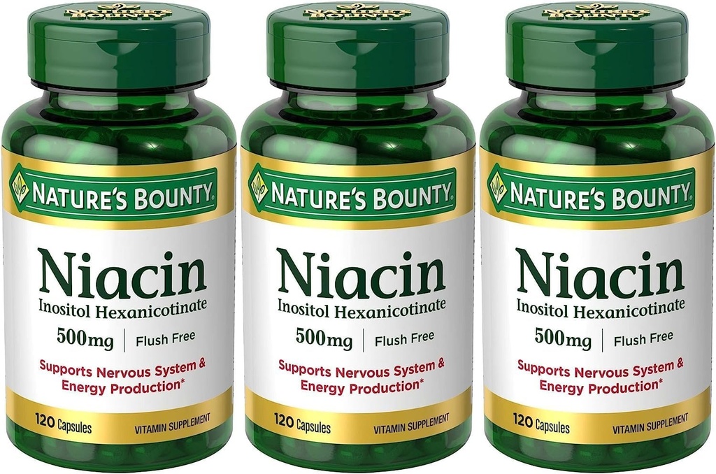 Set von 3 Natur Bounty Niacin Flush Free 500 mg, 120 Kapseln von Maven Geschenke