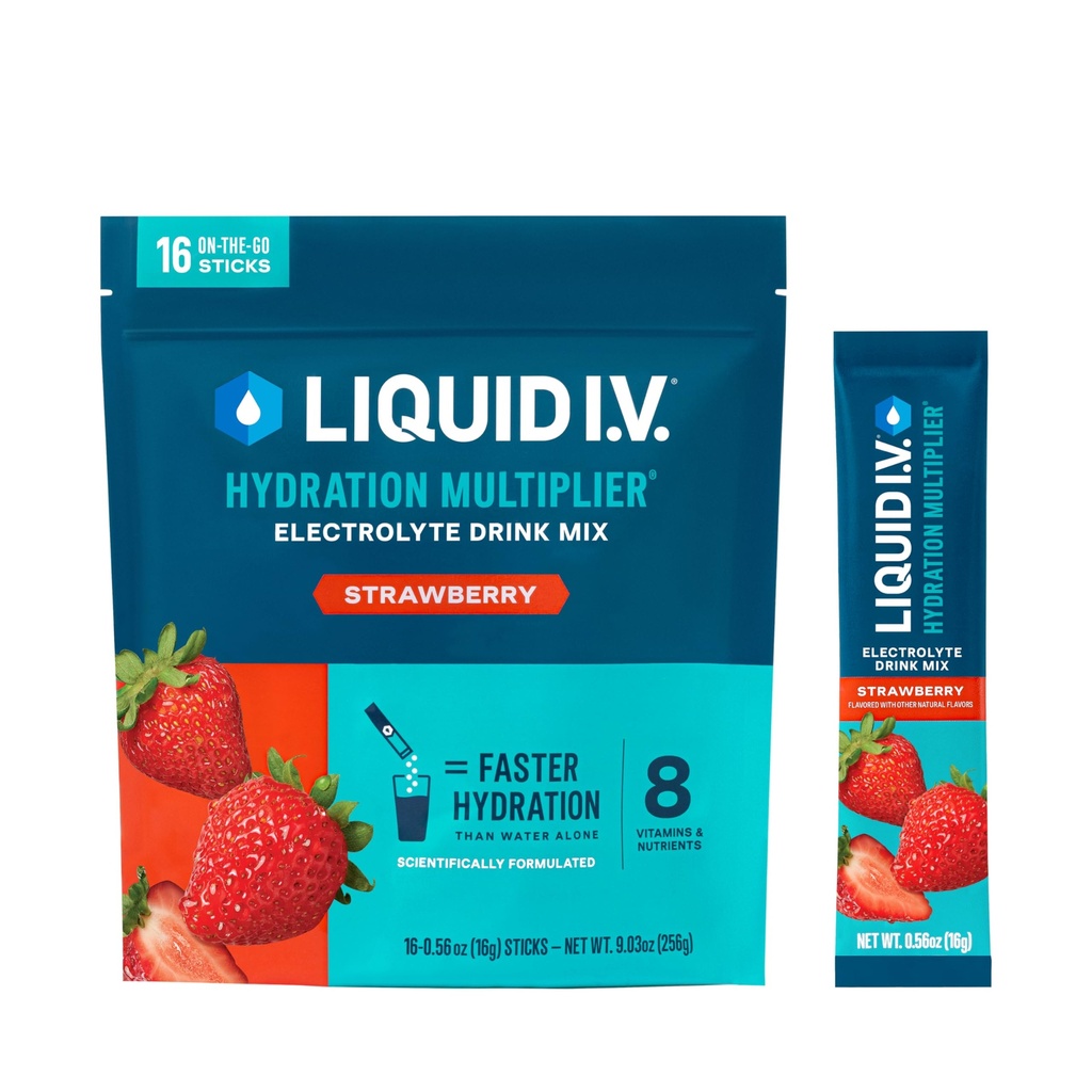 Liquid I.V.® Hydration Multiplier -Electrolyte Powder Drink Mix | 12 Pack (192 Servings) (12 Pack (192 Servings), Strawberry)